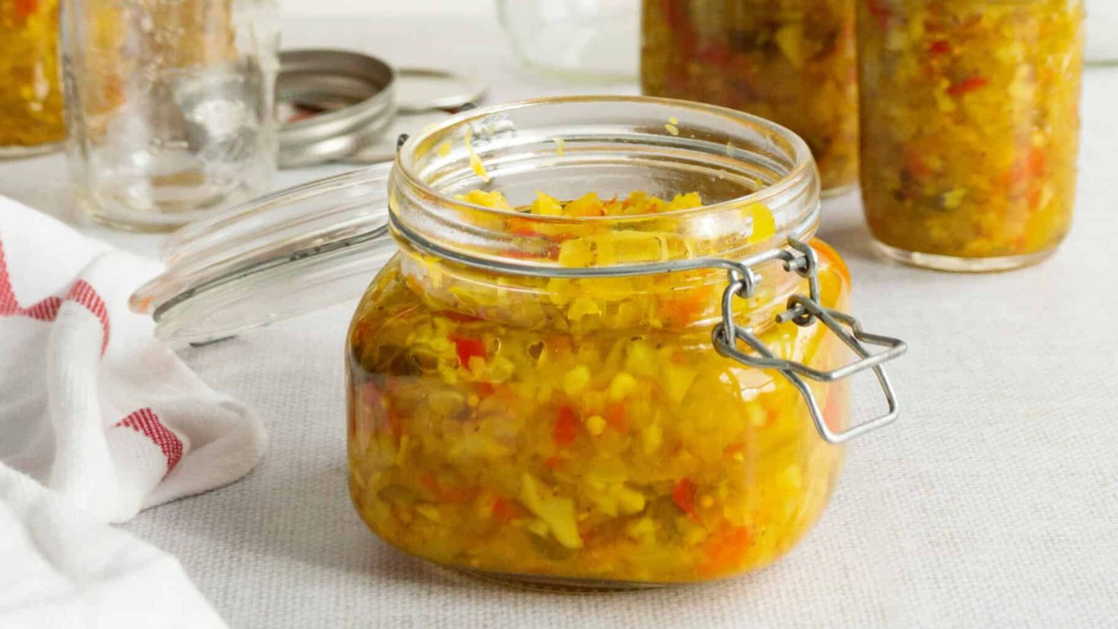 Pickled cabbage in a jar.