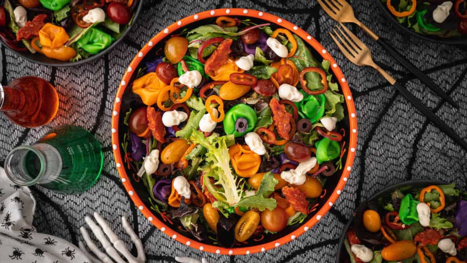 Halloween salad in a bowl.