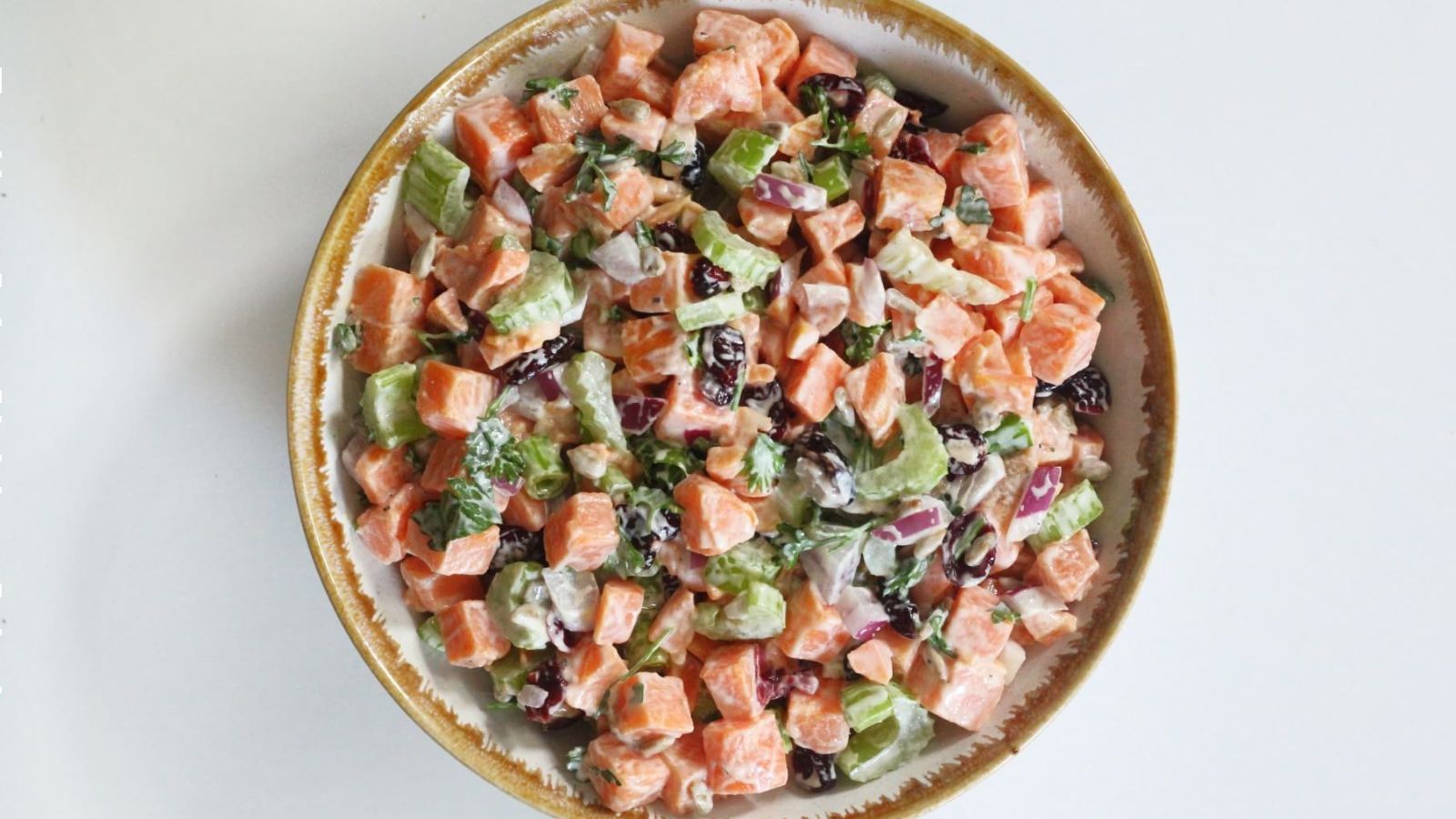 Sweet potato salad in a bowl.