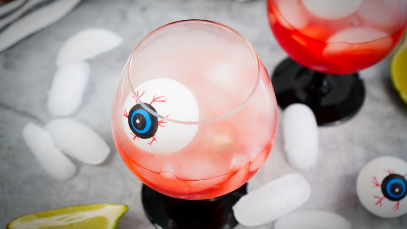 Cocktail with eyeball design for halloween.
