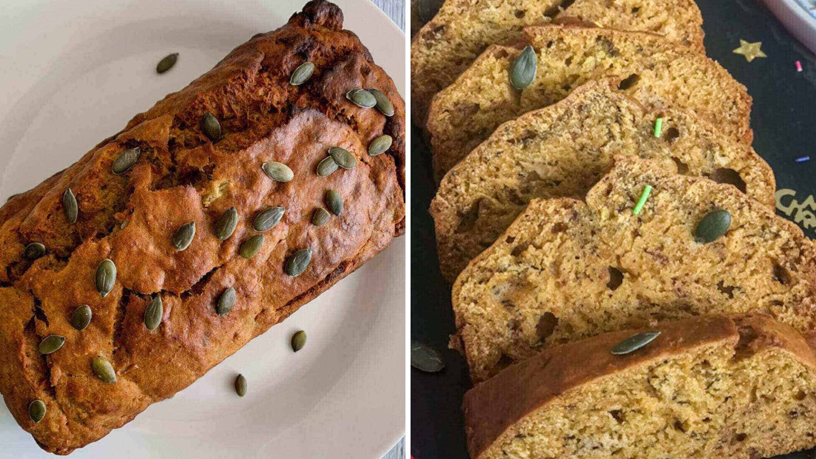 Banana pumpkin bread slices.