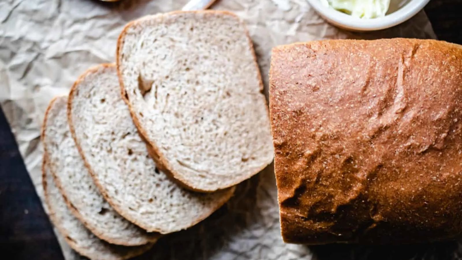 Slices of wheat bread.