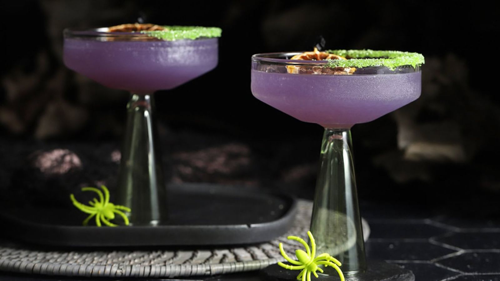 Witches brew in two cocktail glasses.