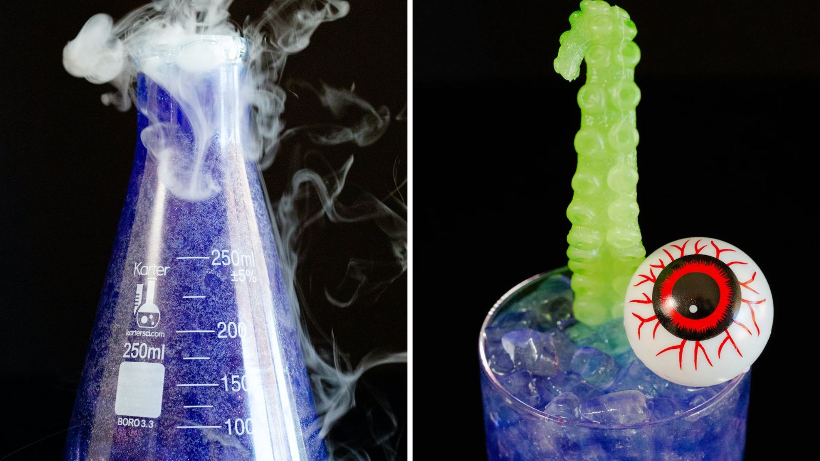 Blue drink in a glass.