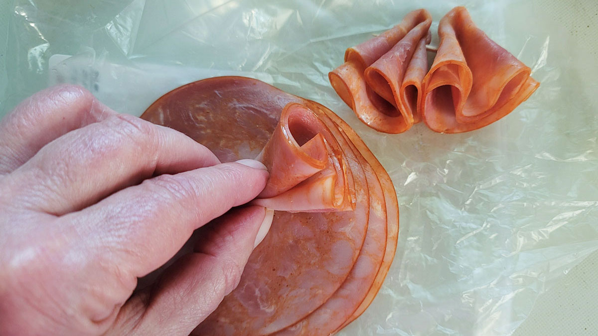 Meat folded in half one more time.