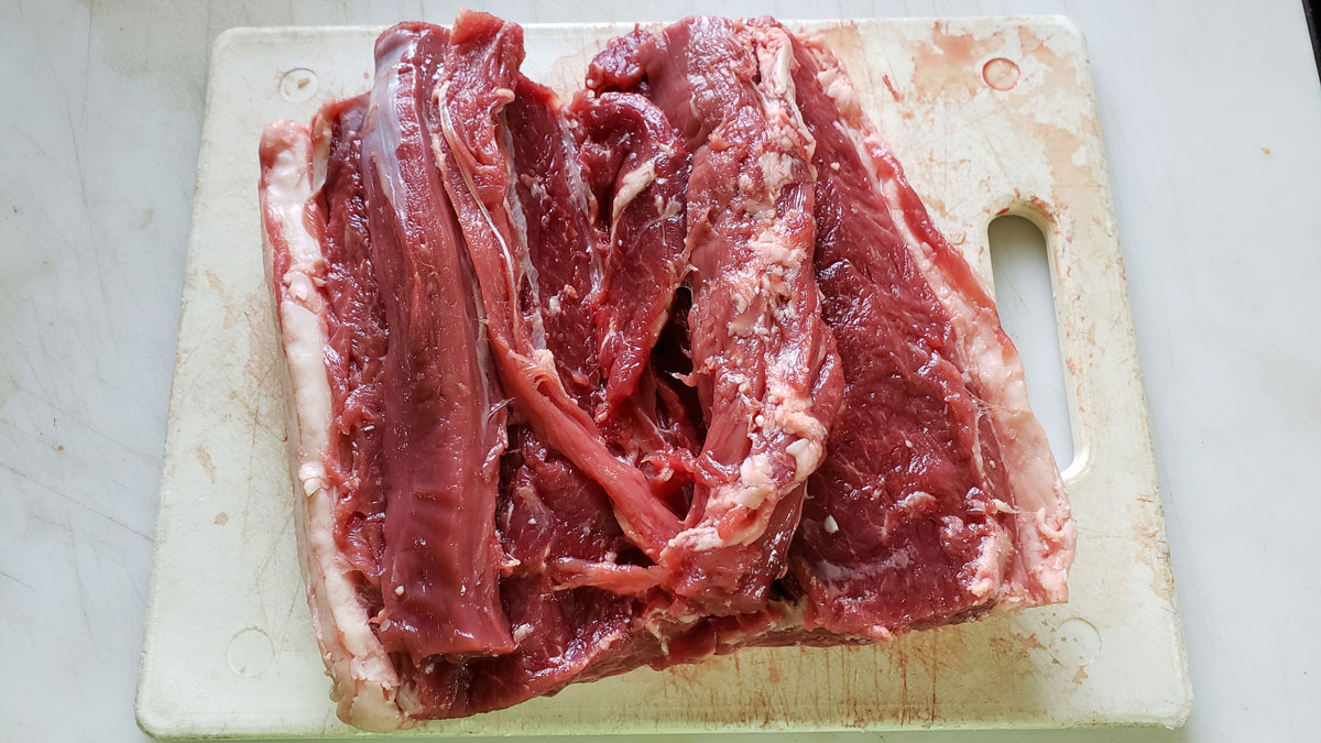 Lamb saddle with the bone removed.