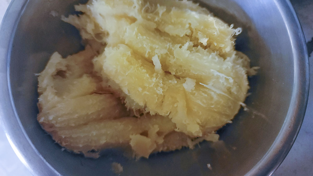 Squash meat scooped out of squash.