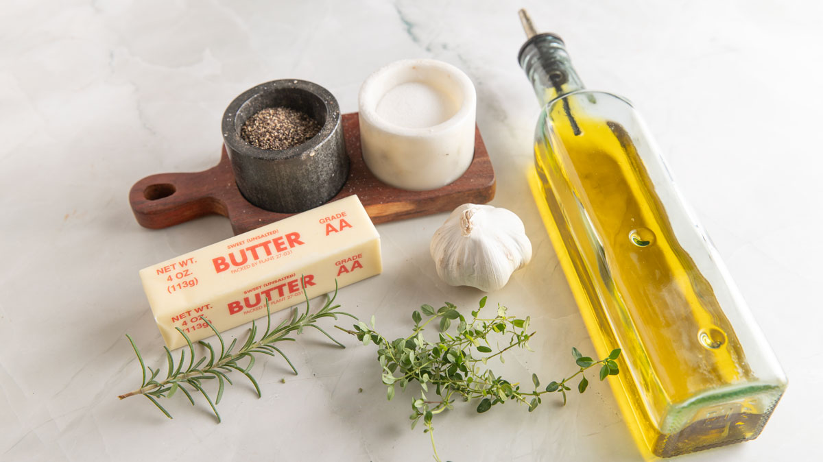 Ingredients needed for roasted garlic butter. See details in recipe below.