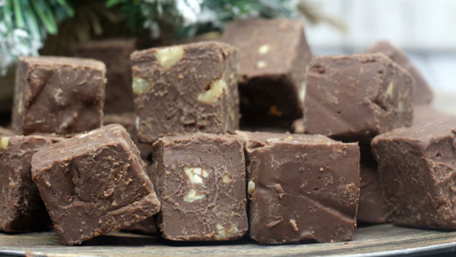 Chocolate fudge close up.