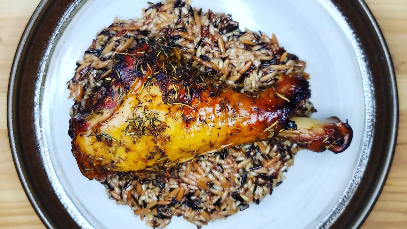 Turkey legs on a plate.