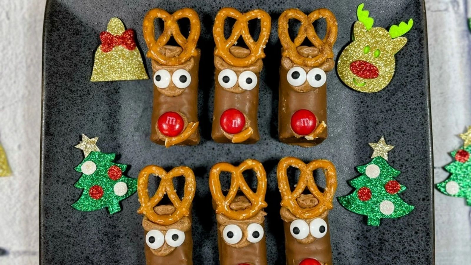 Rudolph reindeers with pretzels.