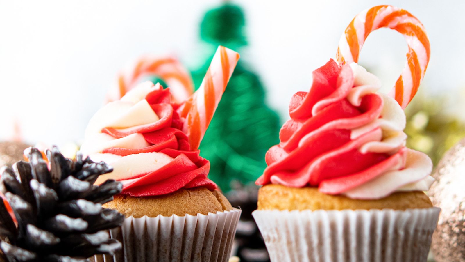 Cupcakes with candy canes.