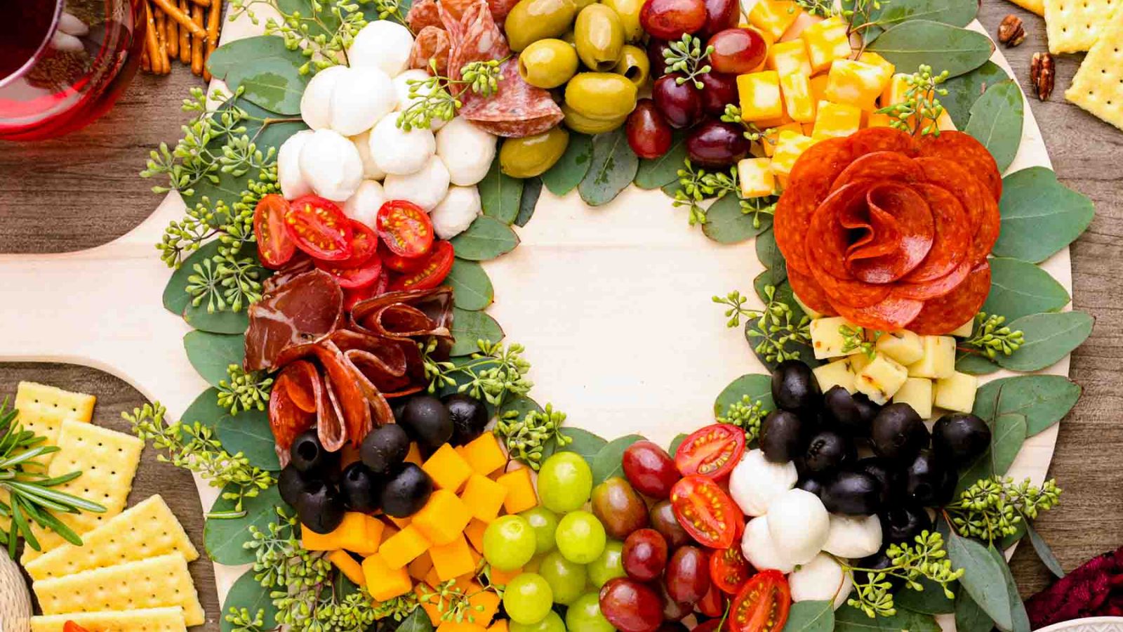 Charcuterie board top shot. 