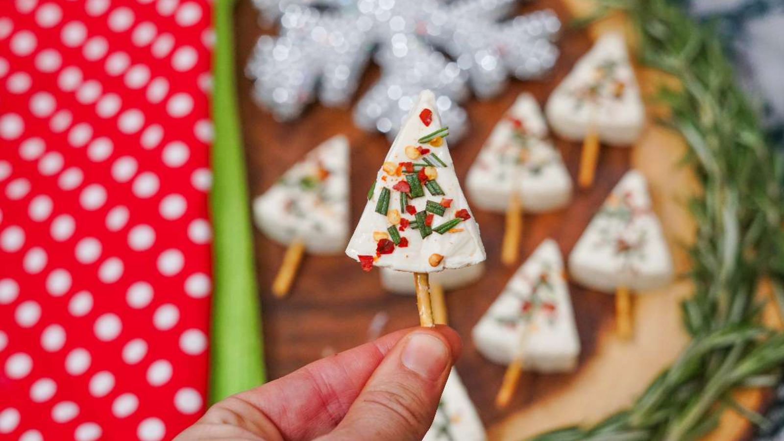 Christmas tree appetizer on a stick.