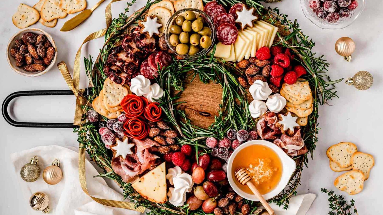 Christmas wreath charcuterie board.