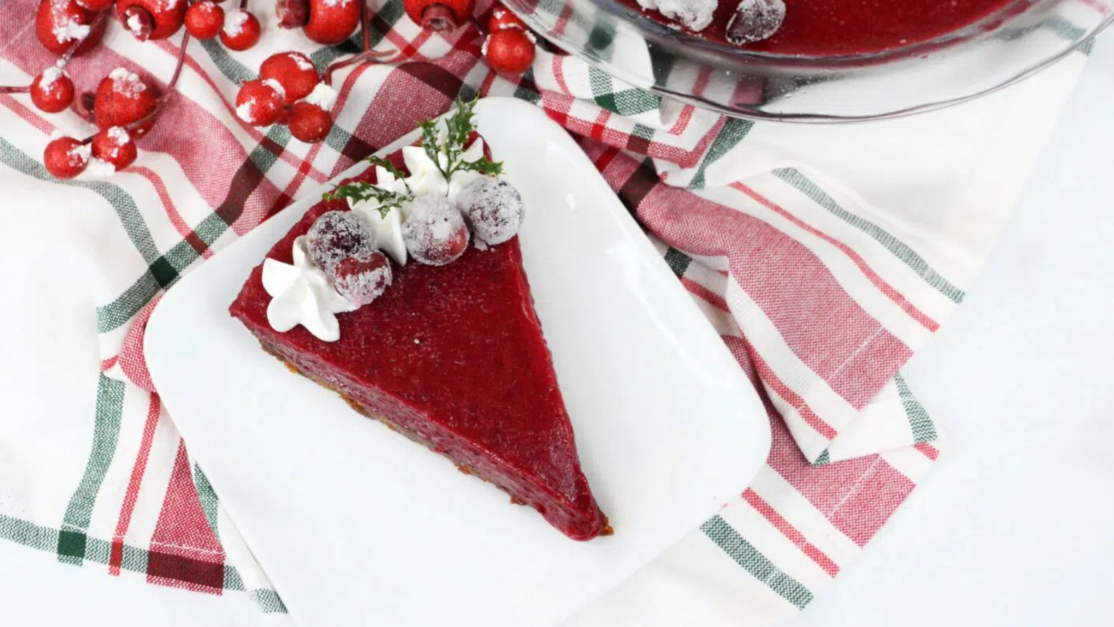 A slice of cranberry tart.