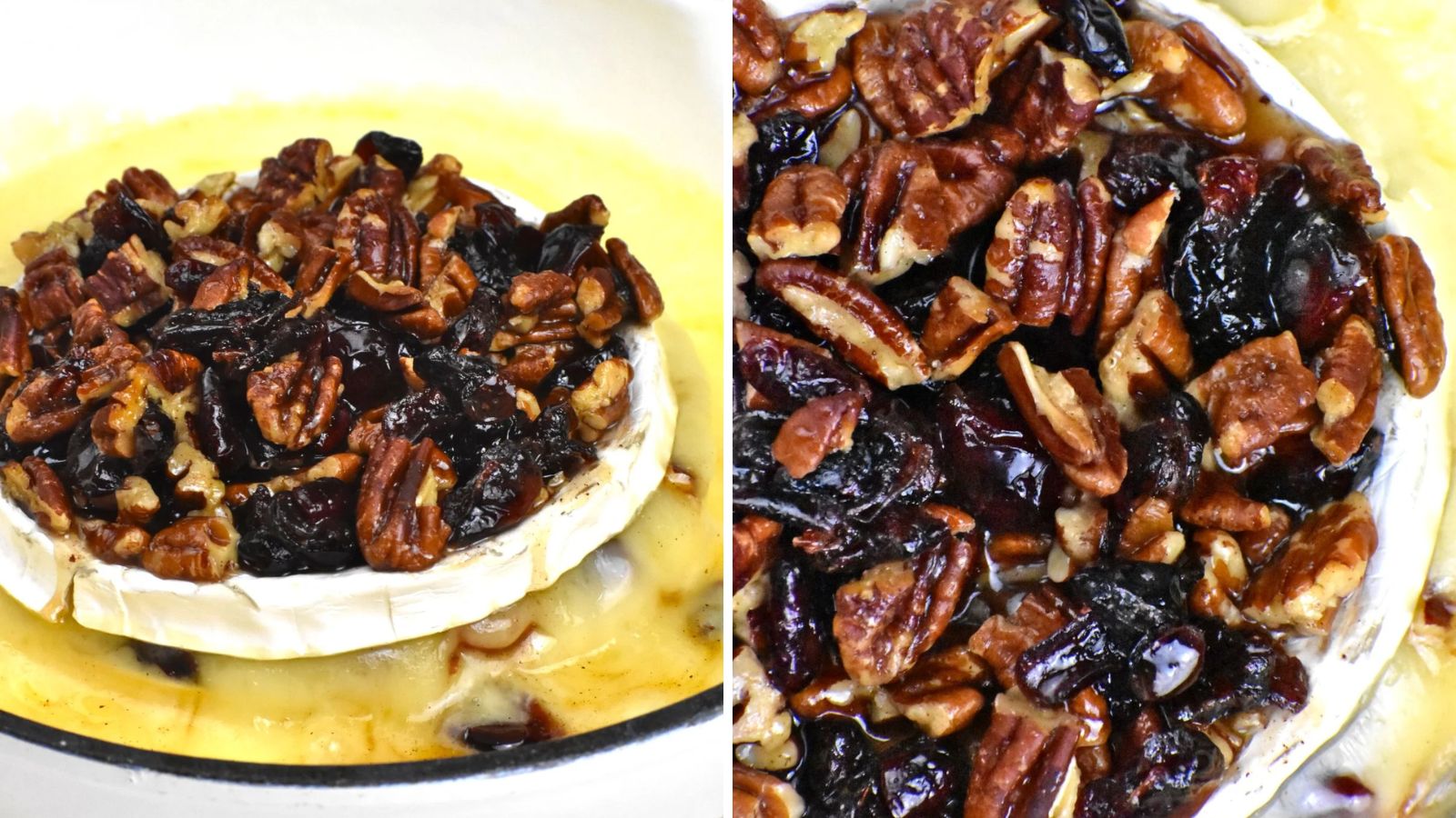 Baked brie with cranberries and pecan.