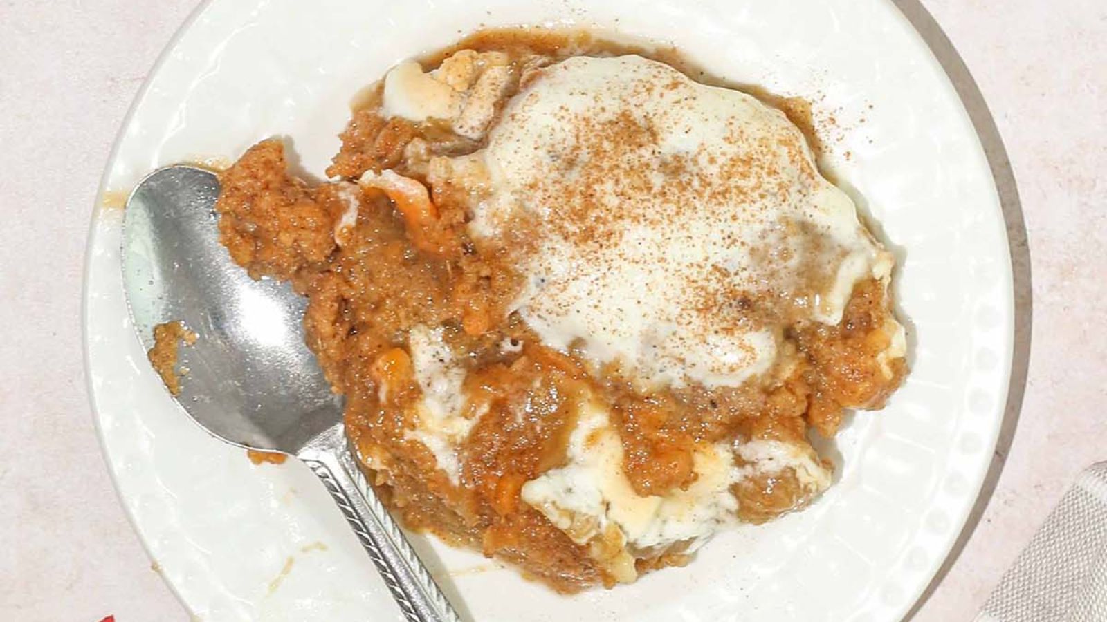 Sweet potato casserole on a plate.