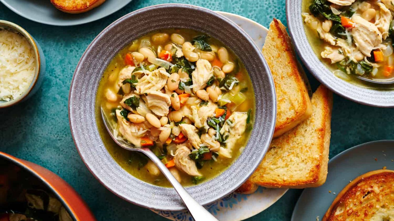 White bean soup with turkey and greens.