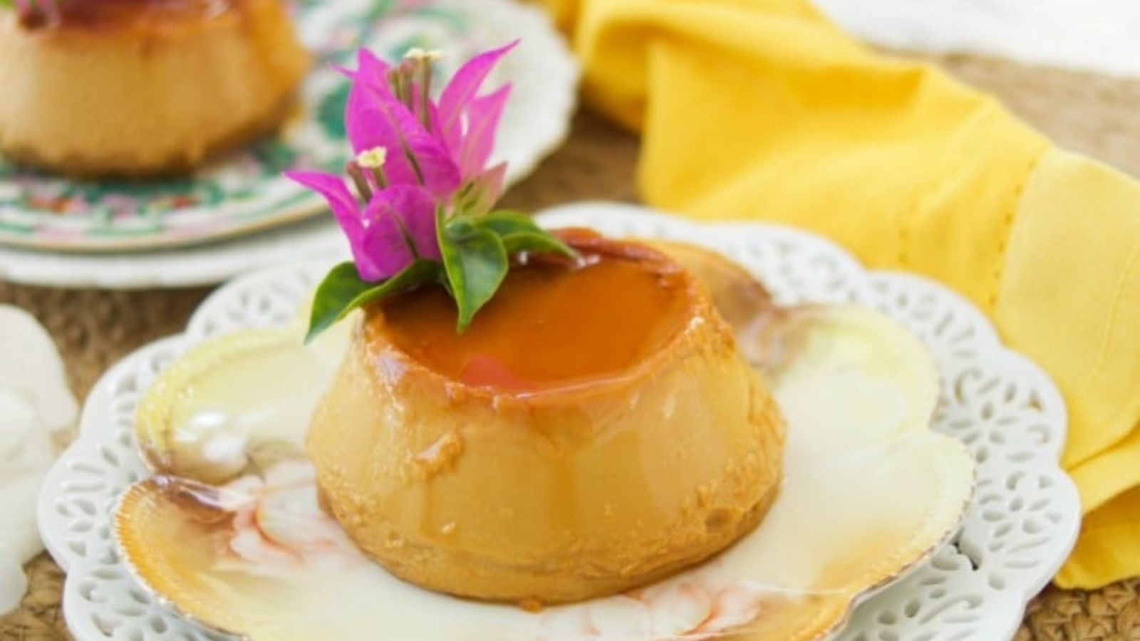 Eggnog flan on a plate.