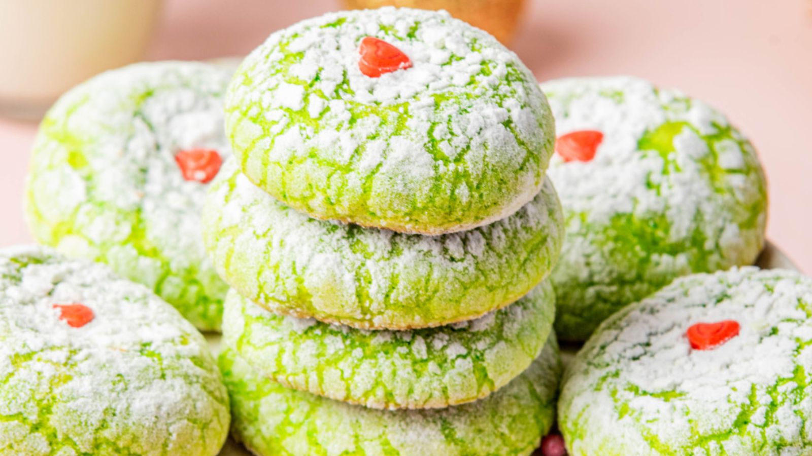 Stack of crinkle cookies.