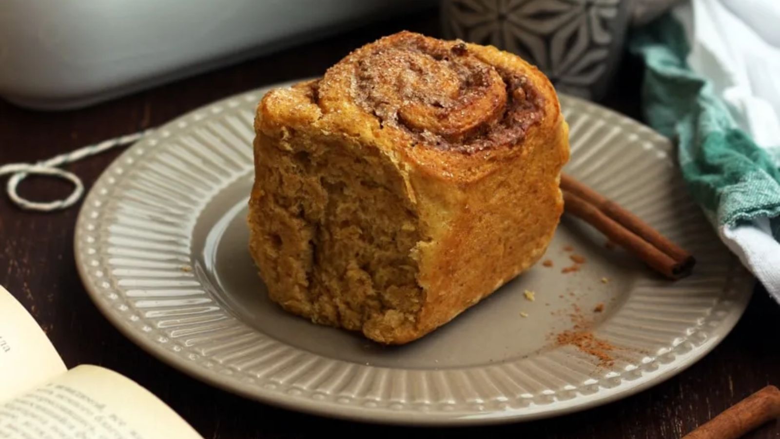 Cinnamon sweet potato roll on a plate.