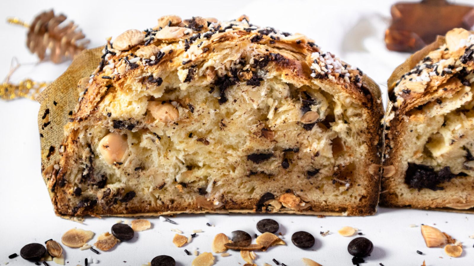Bread with chocolate chips.