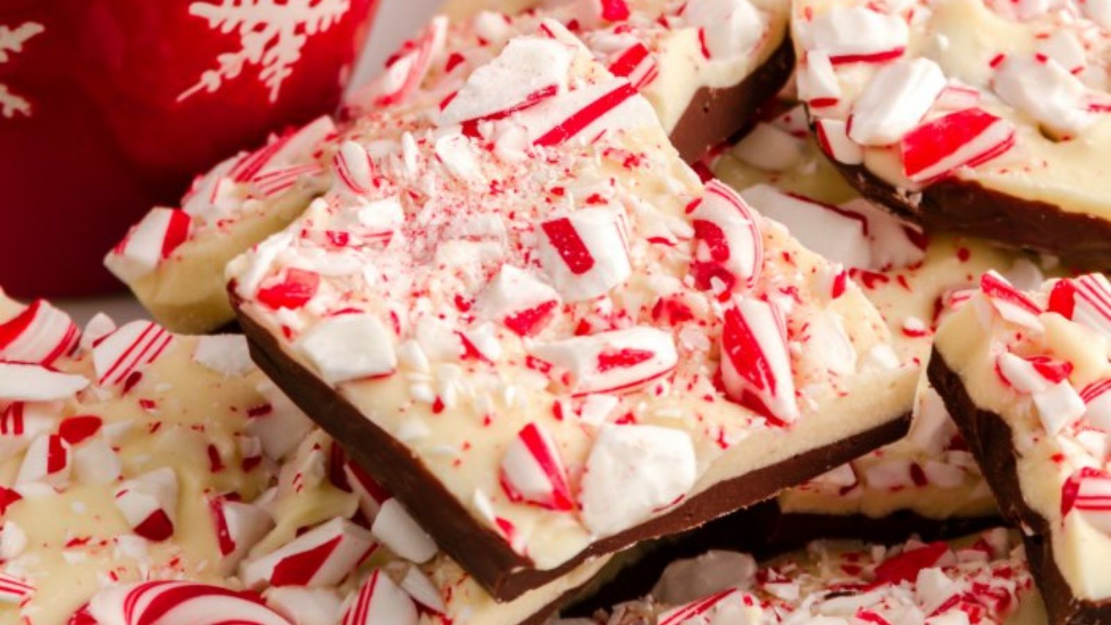 Peppermint bark close up.