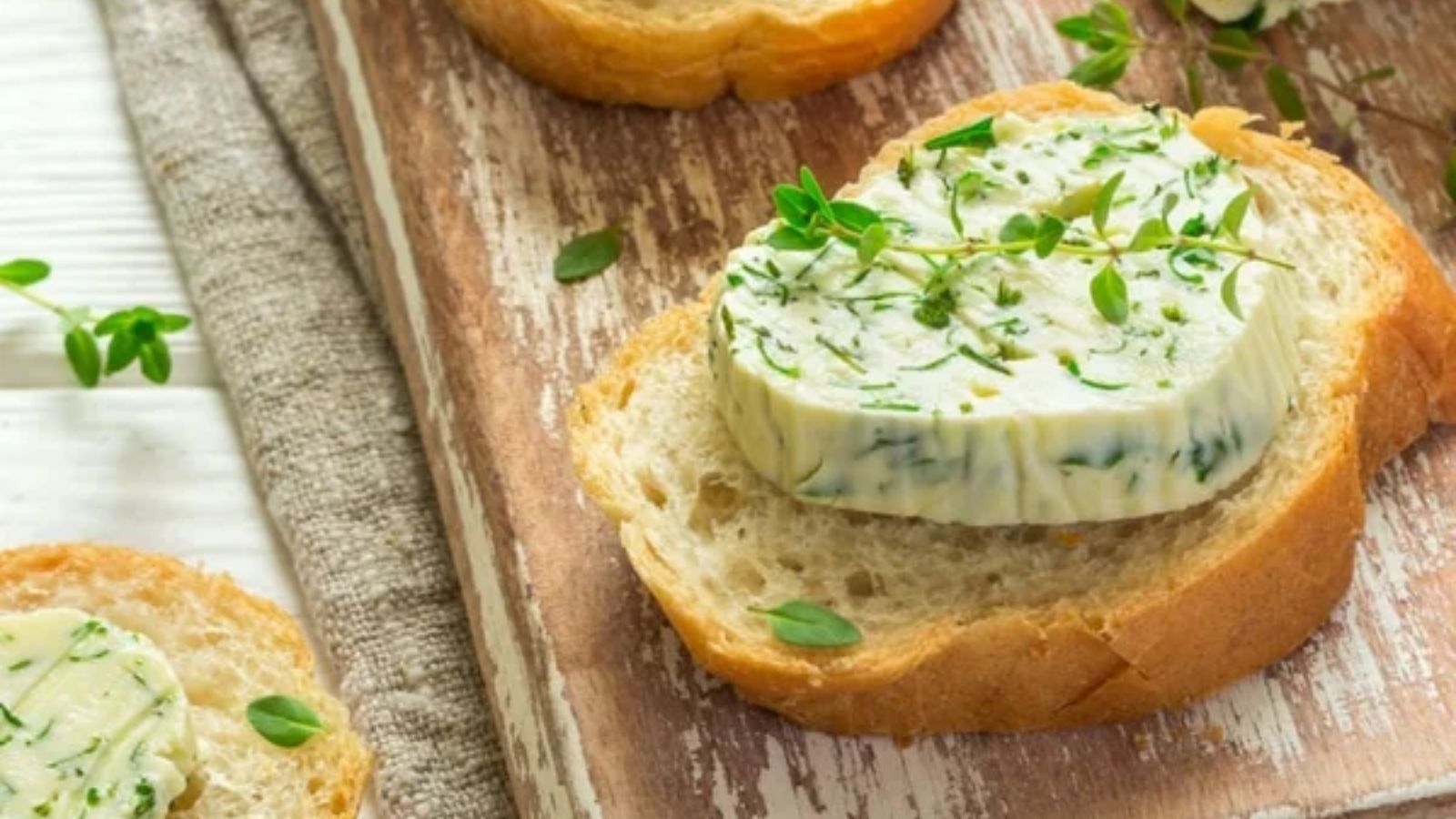 Toast with herb butter o top.