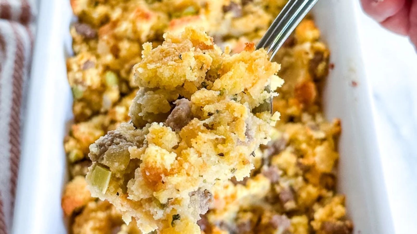 Spoonful of jiffy cornbread.