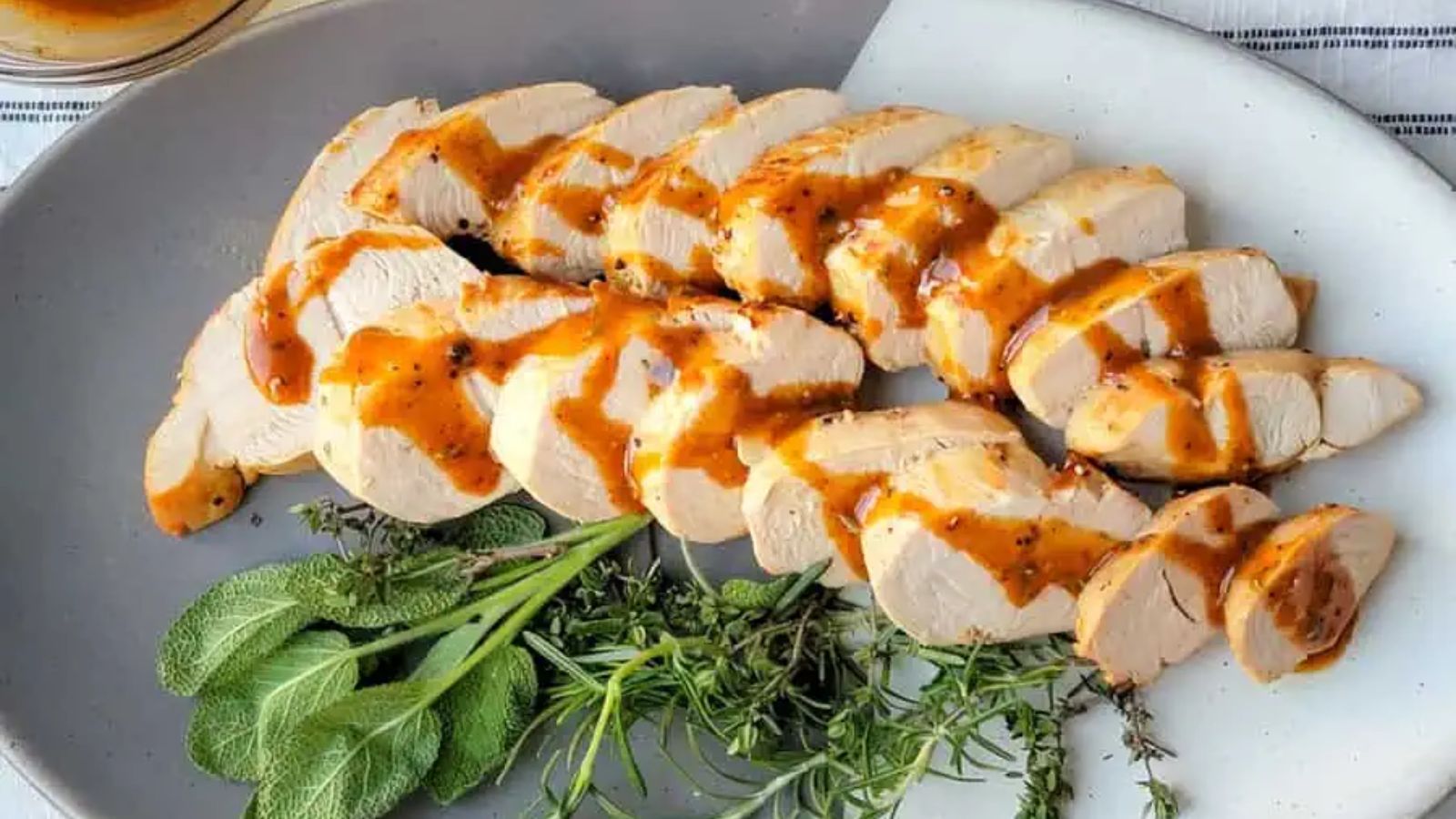 Sliced mustard turkey tenderloin.