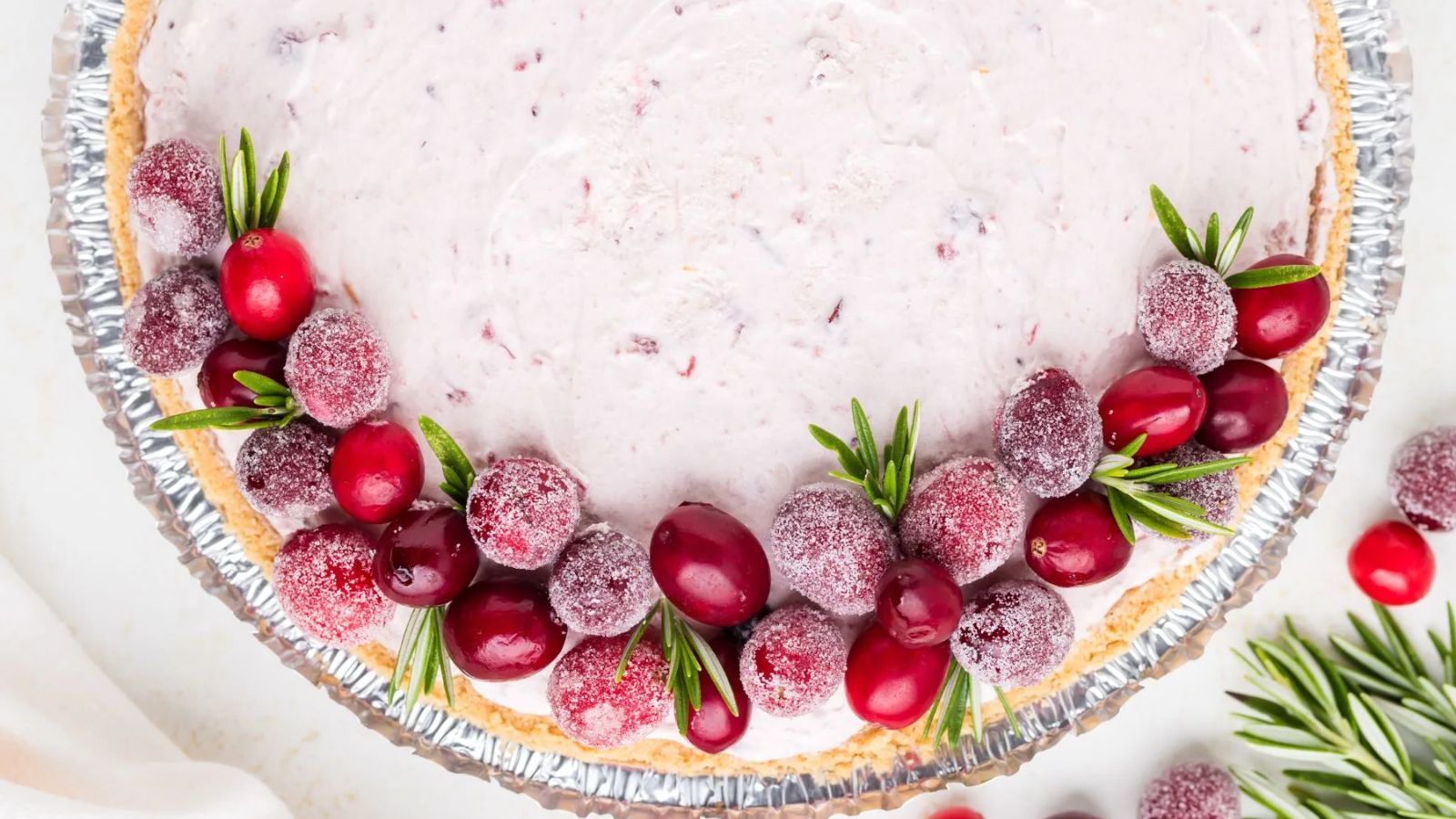 Cranberry pie with cranberries on top.