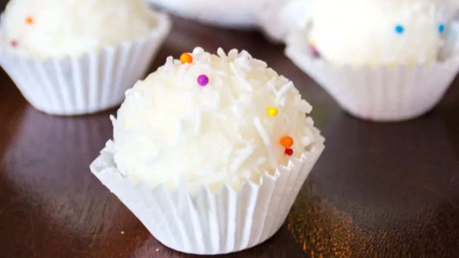 Coconut balls with sprinkles. 