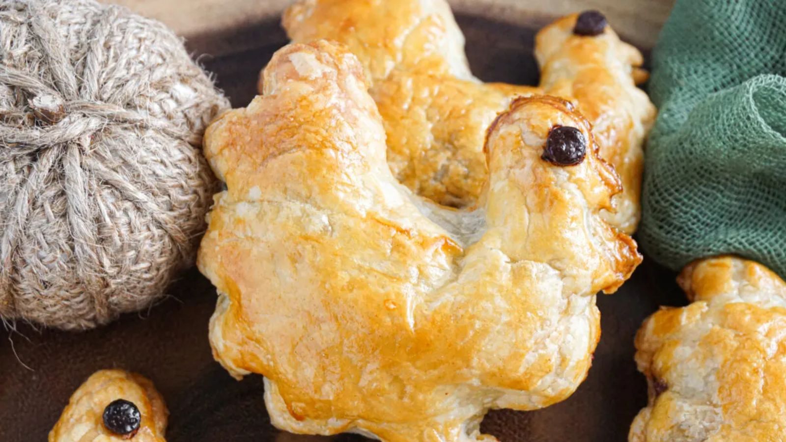 Turkey puff pastries close up.