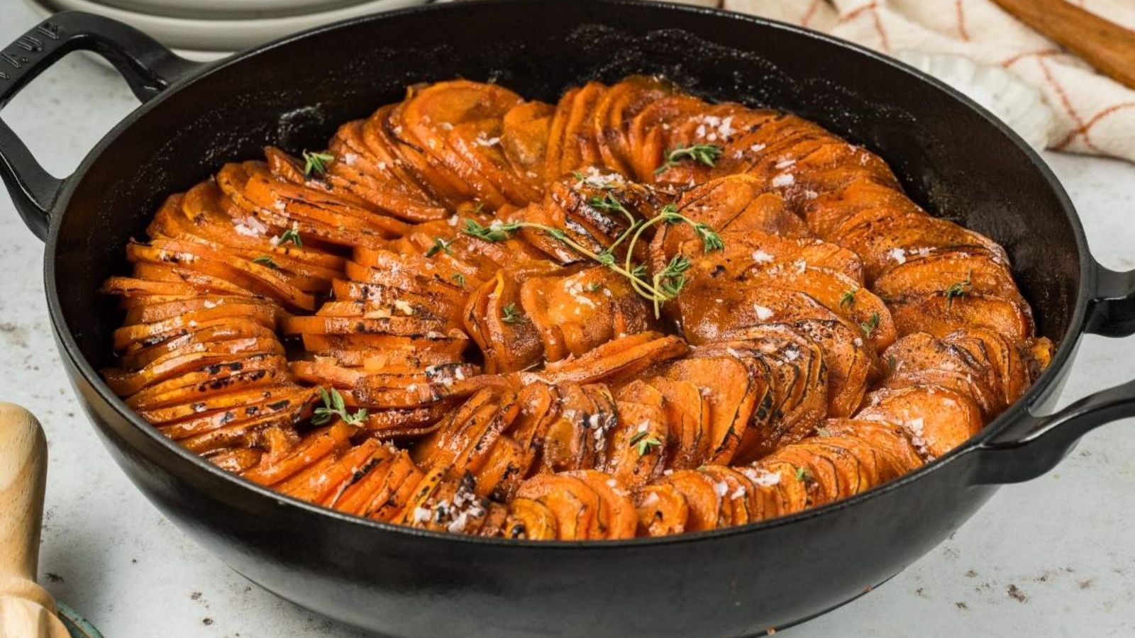 Sweet potato in a pan.