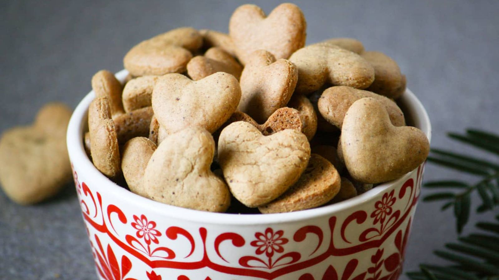 Heart cookies in a bucket.