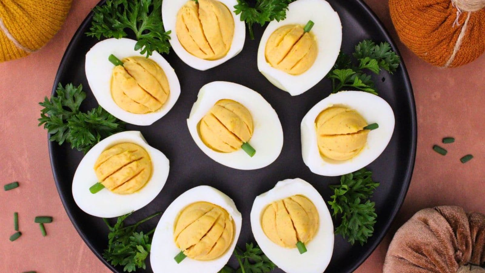 Deviled eggs on a plate.