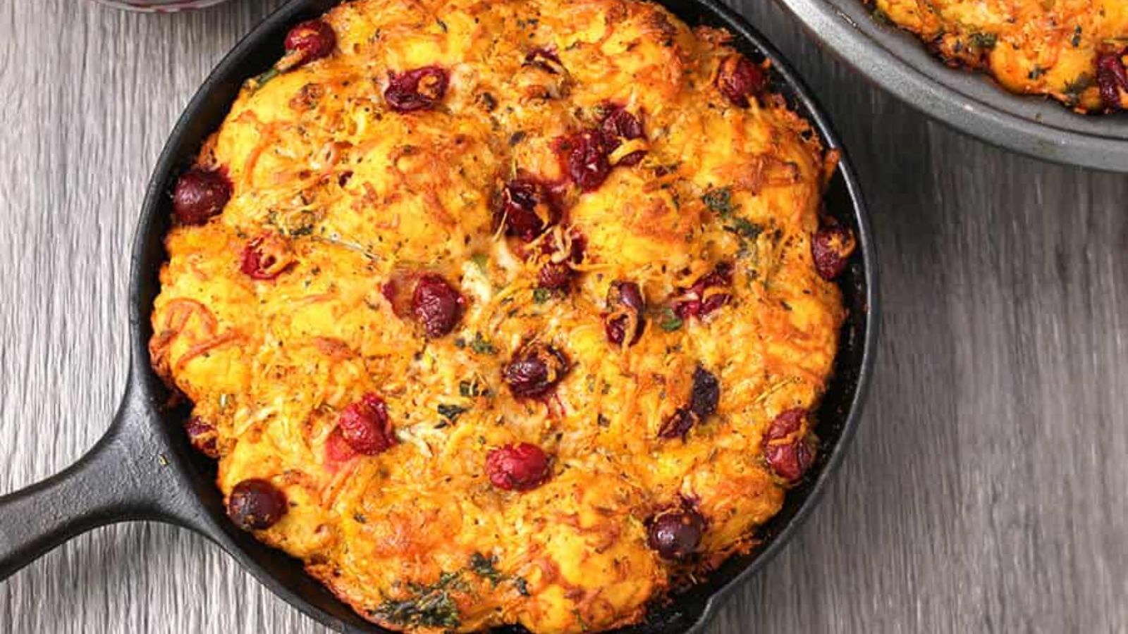 Pull apart bread with cranberries.