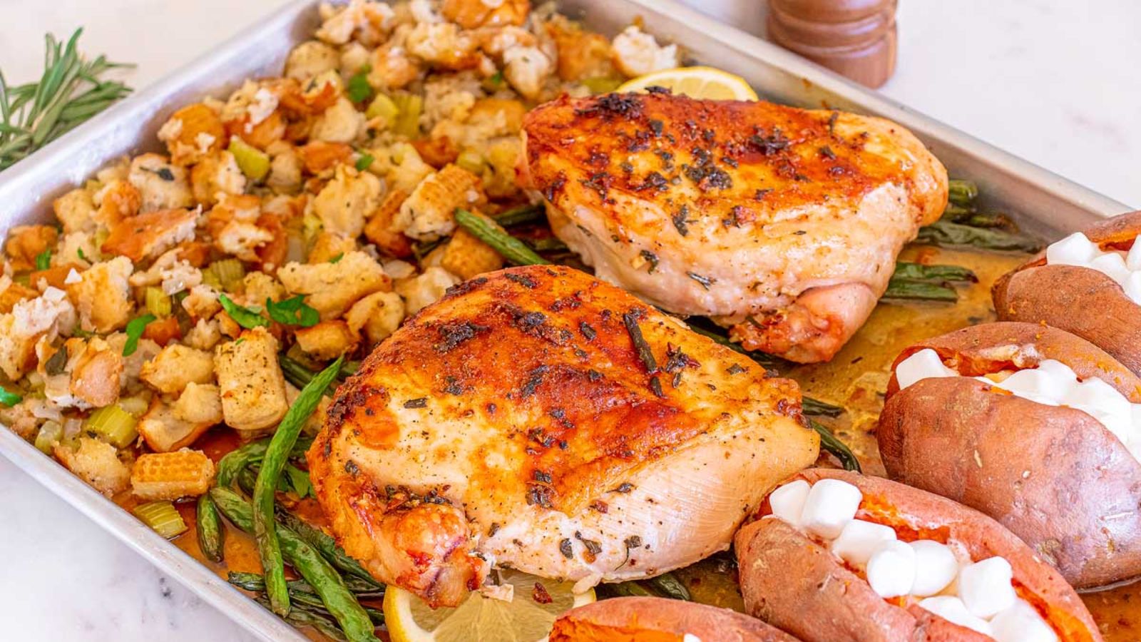 Sheet pan turkey breast with veggies.