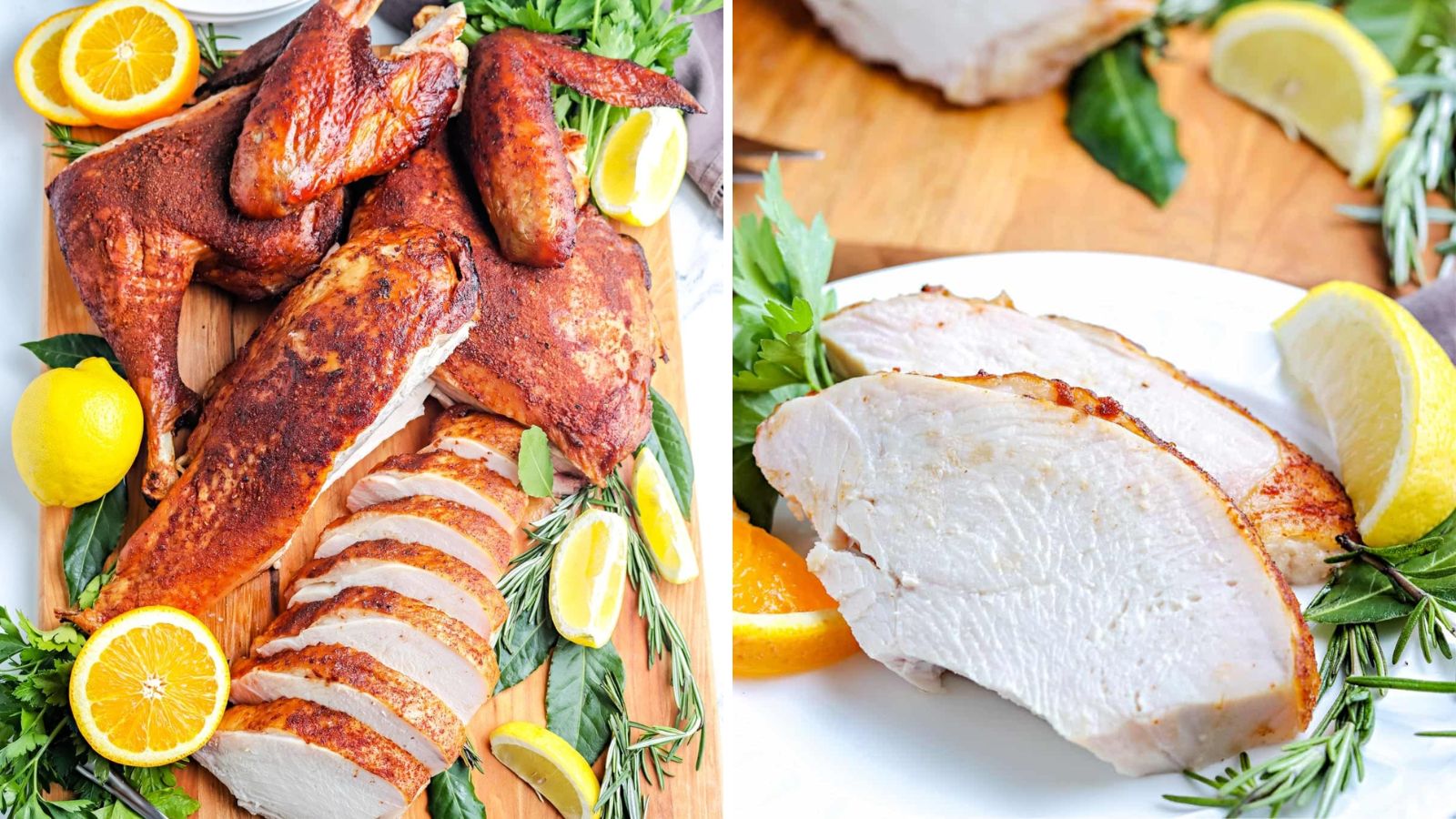 Sliced smoked turkey.