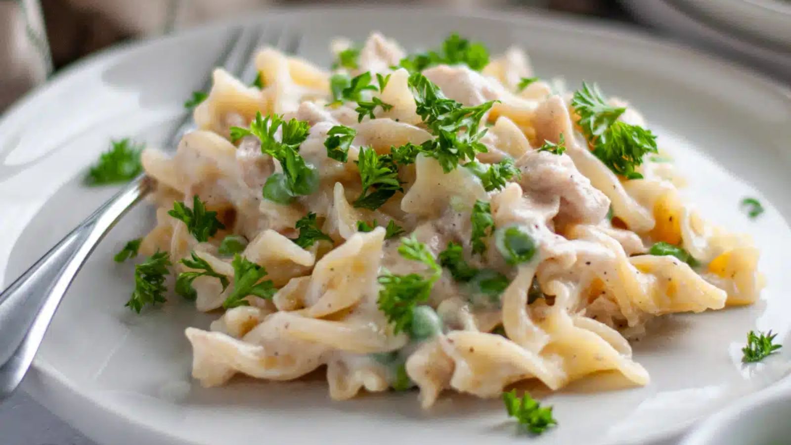 Tuna casserole on a plate.