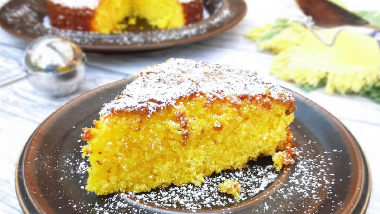 A slice of saffron cake.