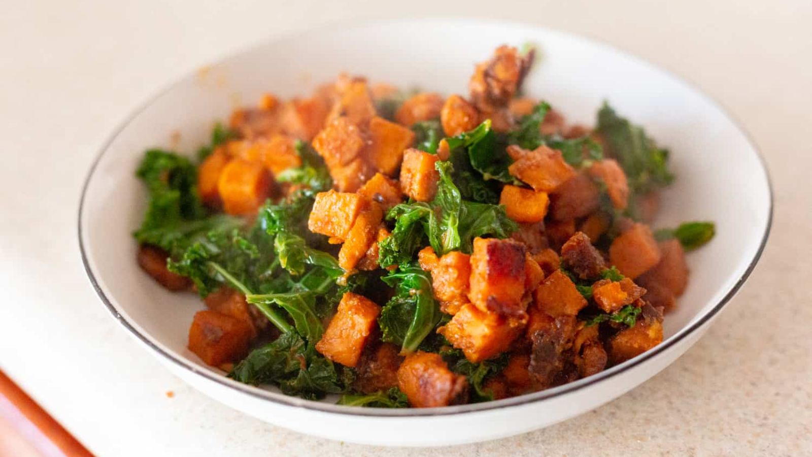 Sweet potato kale hash in a bowl.