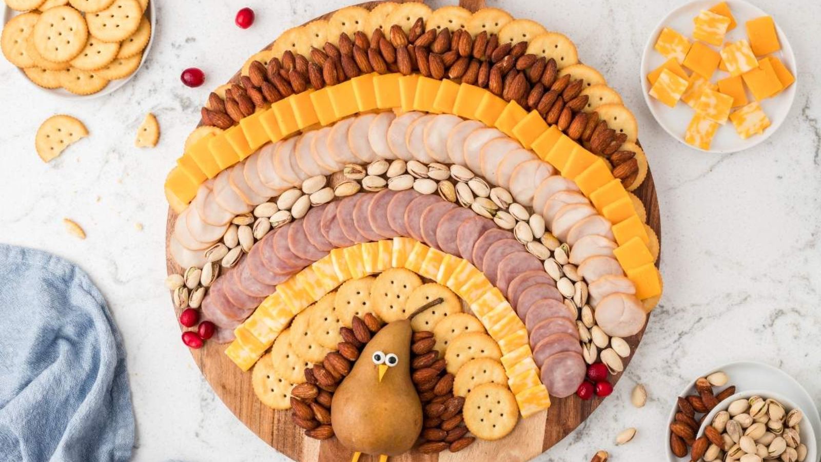 Charcuterie board close up.