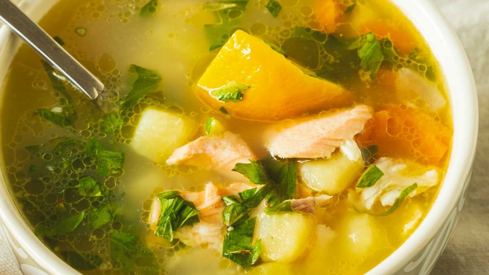 Fish soup with lemon.