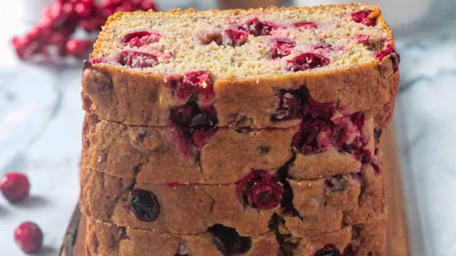Banana bread with cranberries.