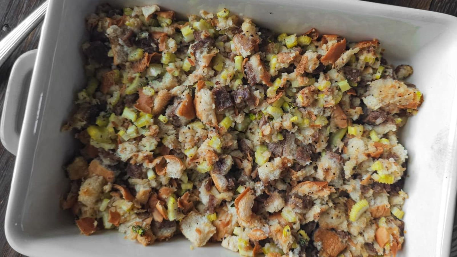 Stuffing on a tray.