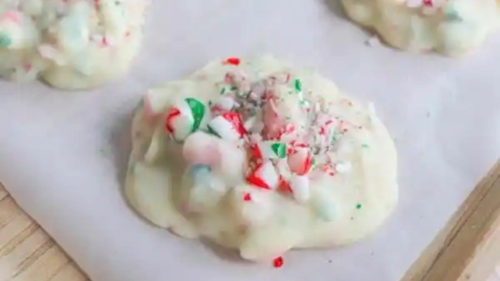 White chocolate candy with sprinkles.