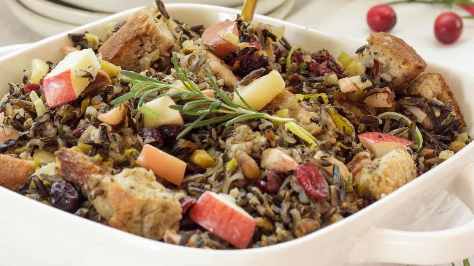 Rice stuffing on a deep tray.