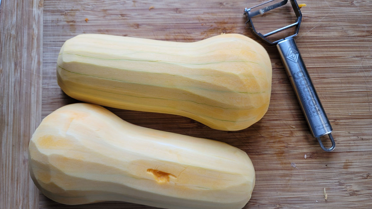 Peeled butternut.